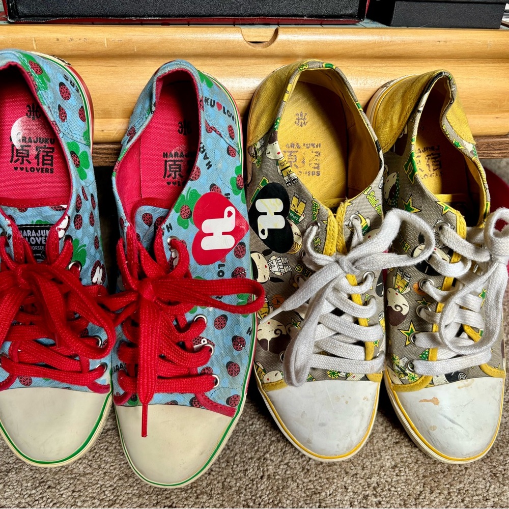 Harajuku Lovers Sports Print Sneakers - Yellow and Gray - Picture 5 of 5
